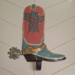 Cowboy Boot Wall Hook - Pink and Blue